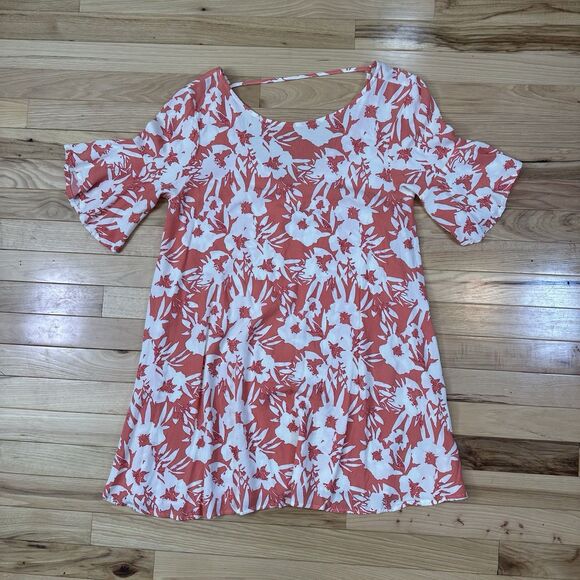 Oneill Dress Womens Medium Hawaiian Floral Mini Beach Surf Scoop Neck - Picture 1 of 6